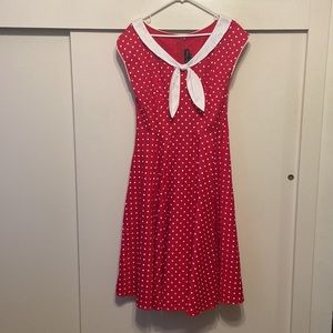 Stop Staring Red/White Polka Dot Swing Dress XL